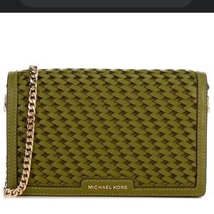 Michael Kors Jet Set Medium Woven Leather Crossbody Bag